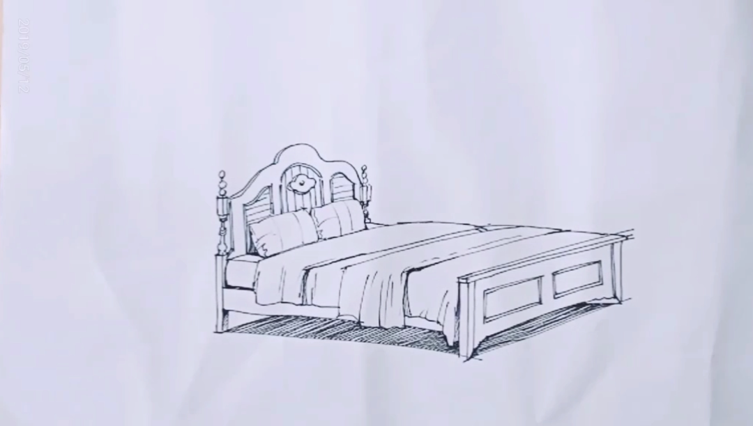 室内设计手绘线稿之床体室内手绘设计