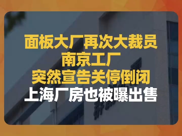 面板大厂再次大裁员:南京工厂突然宣告关停倒闭,上海厂房也被曝出售哔哩哔哩bilibili