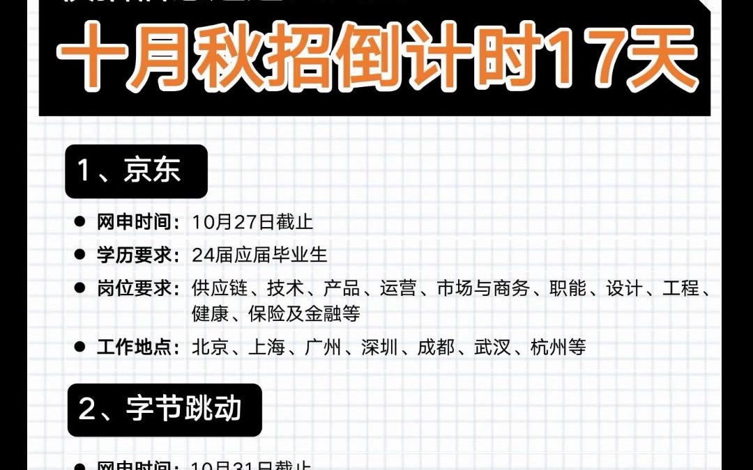 金九银十倒计时17天了、秋招真的慢慢结束了....校招I秋招来袭I大学生毕业生I就业I找工作I24届哔哩哔哩bilibili