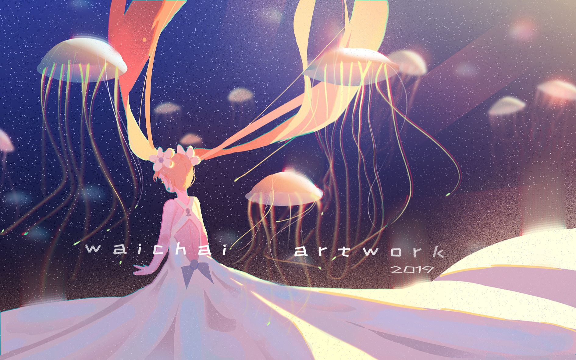 活动作品板绘过程水母公主