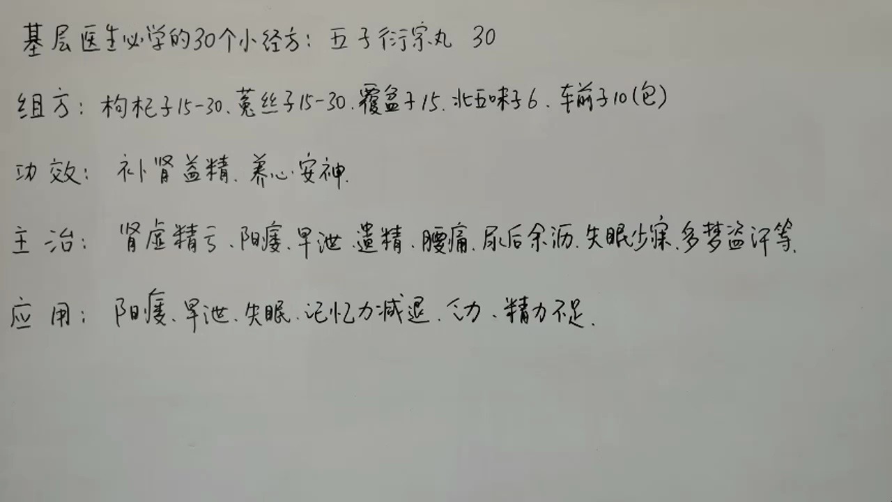 基层中医生必学30个小经方系列30:五子衍中丸哔哩哔哩bilibili