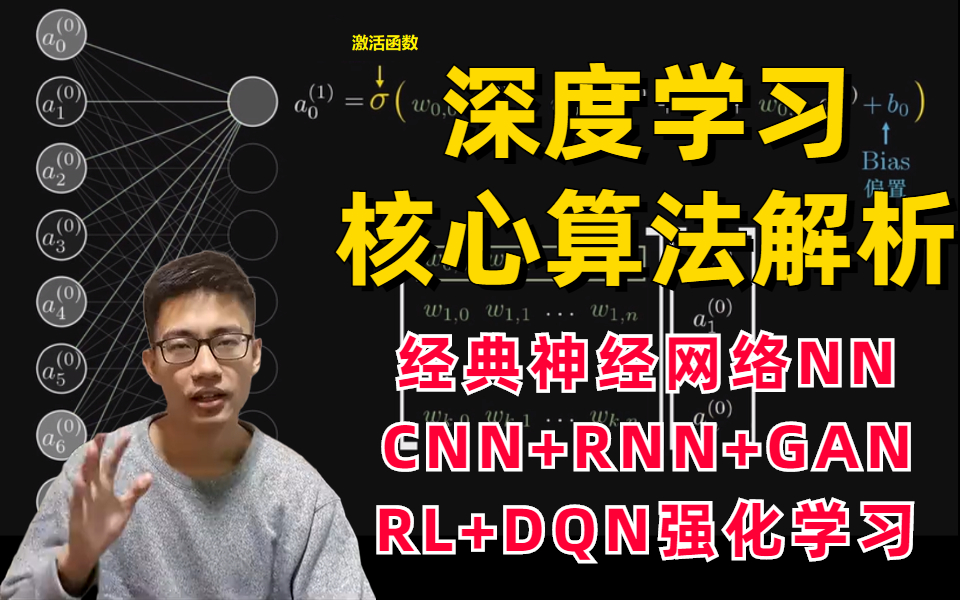 【唐博士带你学AI】全网最系统的深度学习核心算法解析,NN/CNN/RNN/GAN/RL/DQN五个经典算法一次讲透彻!哔哩哔哩bilibili