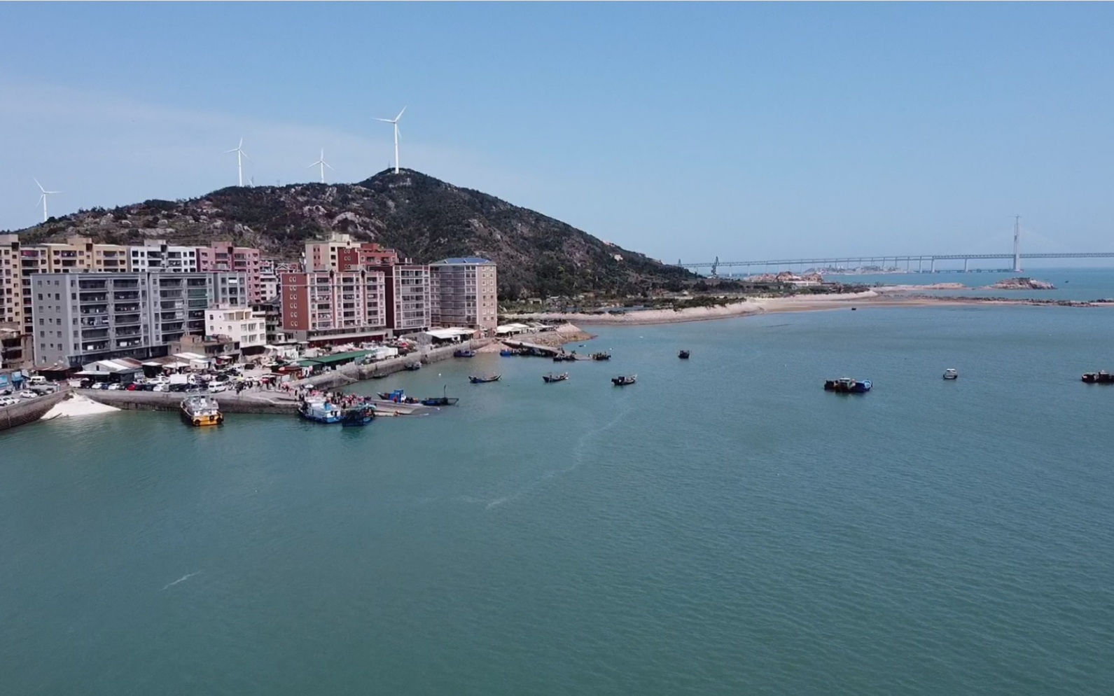 无滤镜呈现福州滨海新城「平潭海峡公铁两用大桥」长乐与福清交界线