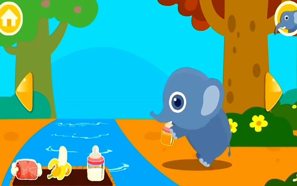 长长的鼻子是大象高高的个子长颈鹿宝宝巴士动物乐园游戏