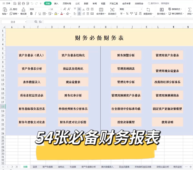 财务必备54张财务报表模板,免下载Excel直接套用!哔哩哔哩bilibili