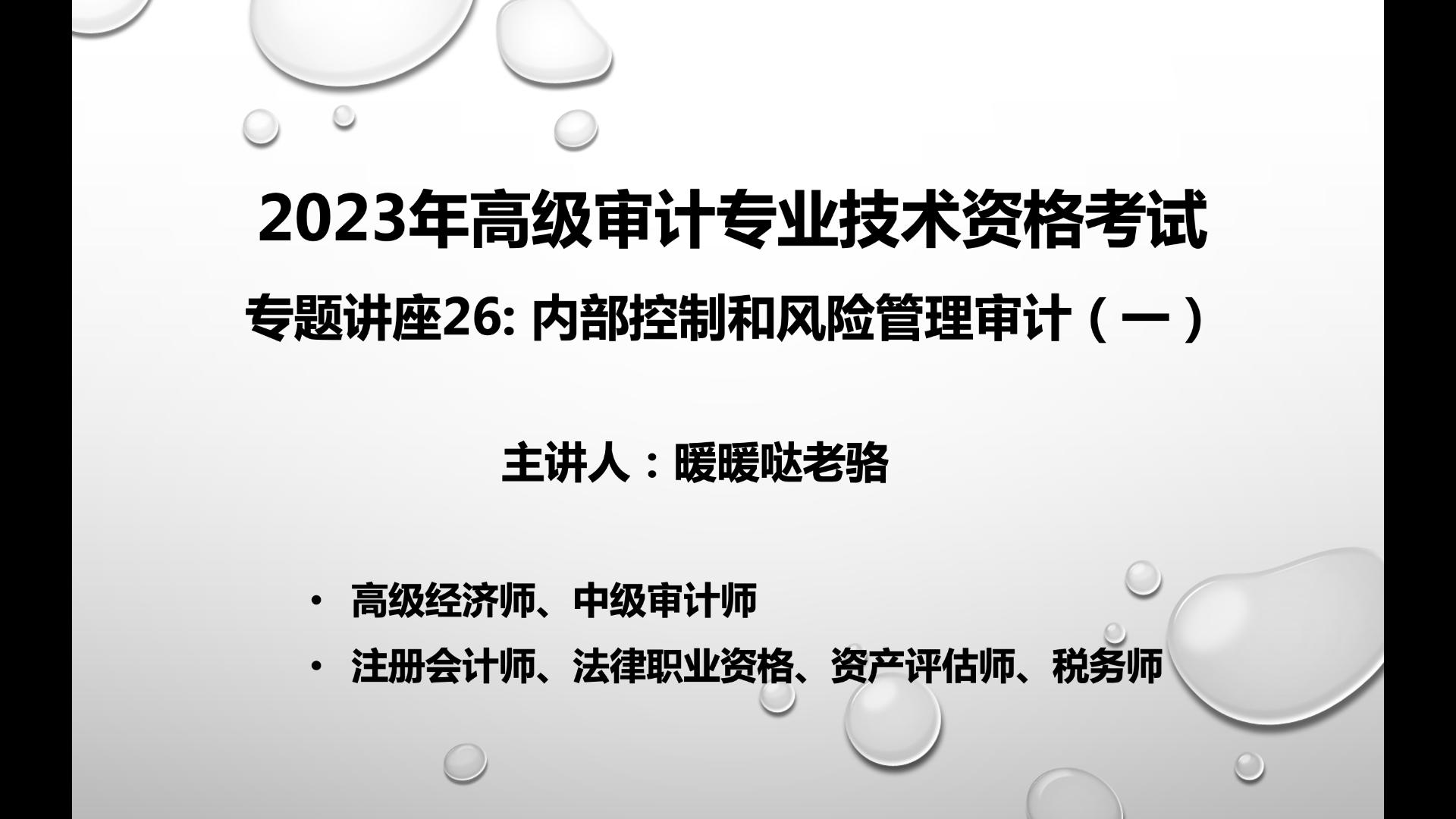 2023年高级审计师奋战计划第113期:《高级审计实务》专题讲座26—内部控制和风险管理审计(一)哔哩哔哩bilibili