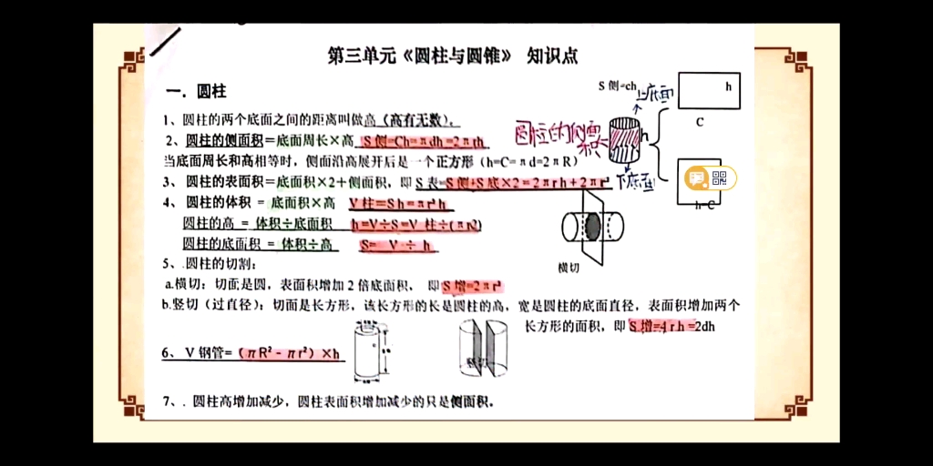 六年级圆柱与圆锥复习哔哩哔哩bilibili