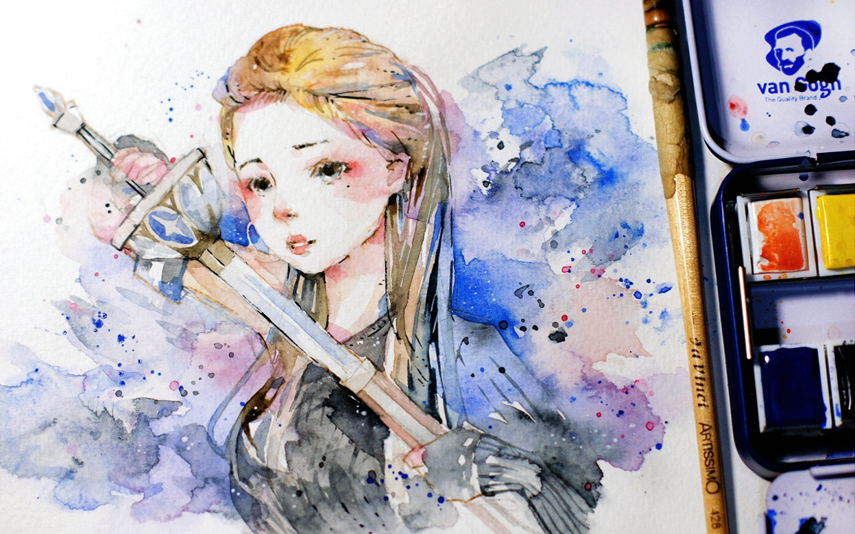 水彩胸大的妹子就那么吸引人吗小熊绅士手绘