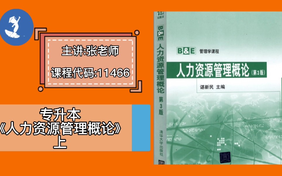 [图]自学考试 课程代码：11466 专升本《人力资源管理概论》上 主讲：张老师