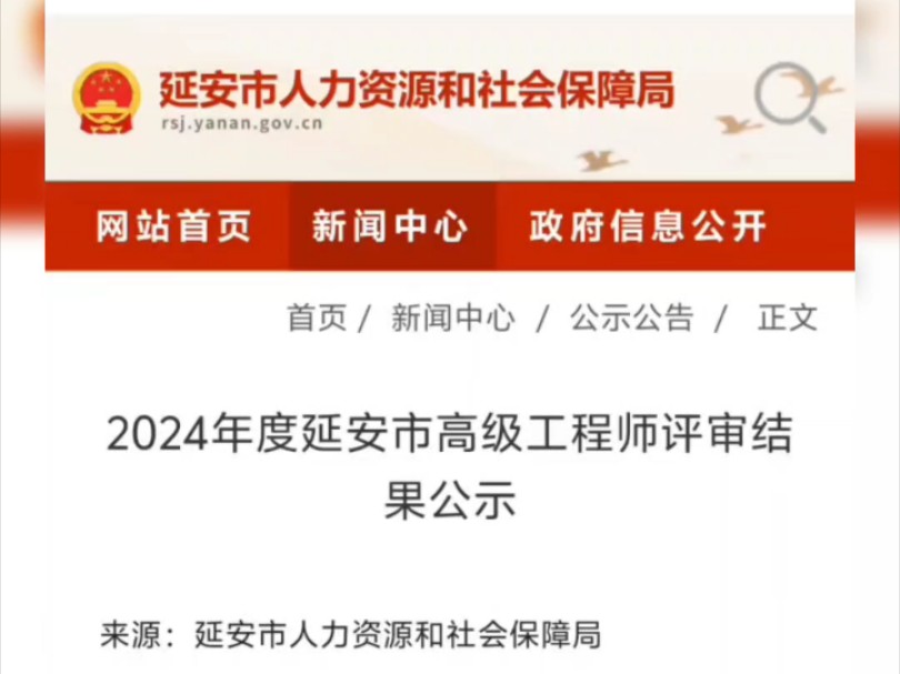 2024年延安市高级工程师评审结果已公示!哔哩哔哩bilibili