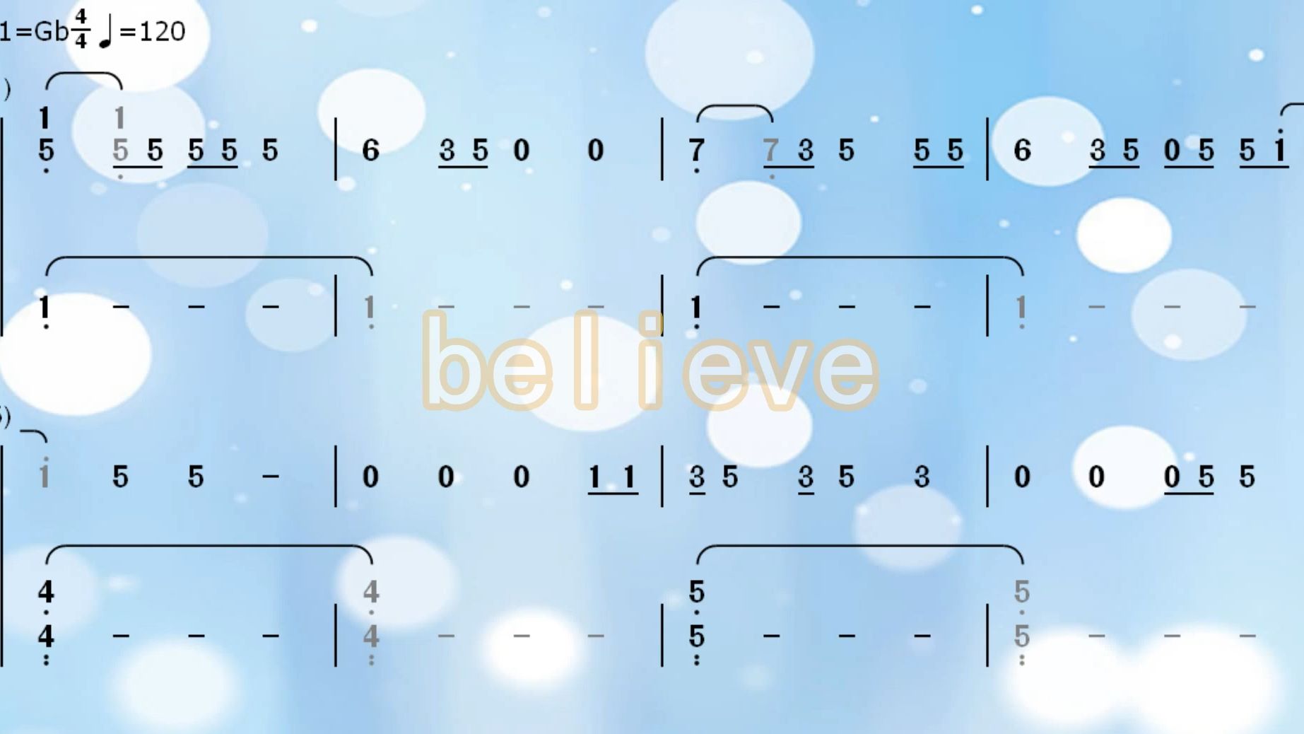 believer钢琴谱数字图片