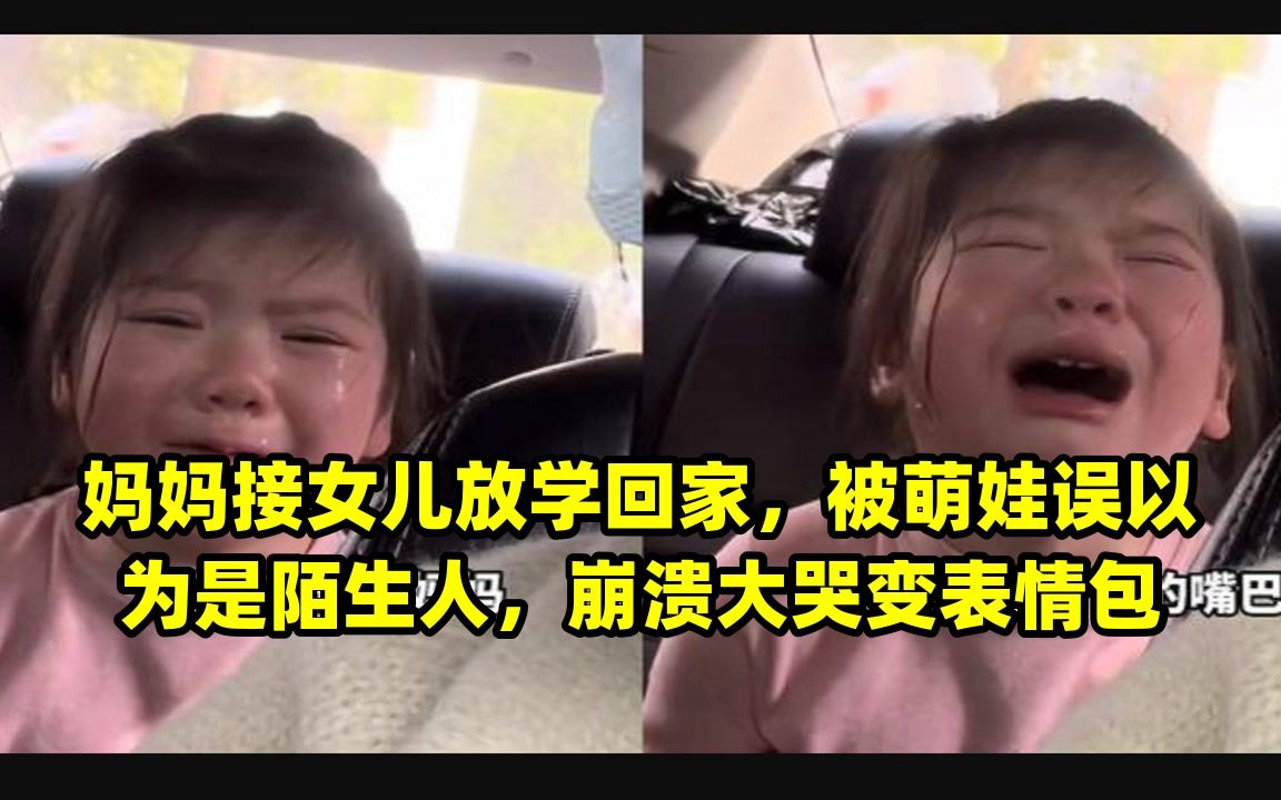 妈妈接女儿放学回家,被萌娃误以为是陌生人,崩溃大哭变表情包哔哩哔哩bilibili