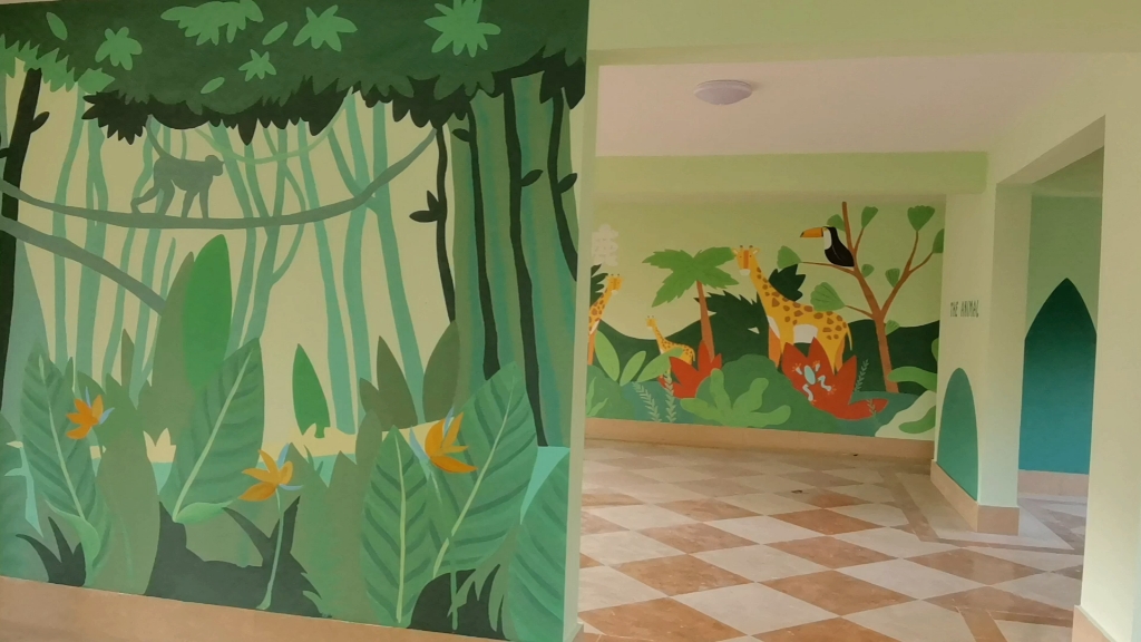 架空层彩绘,手绘涂鸦,墙体彩绘