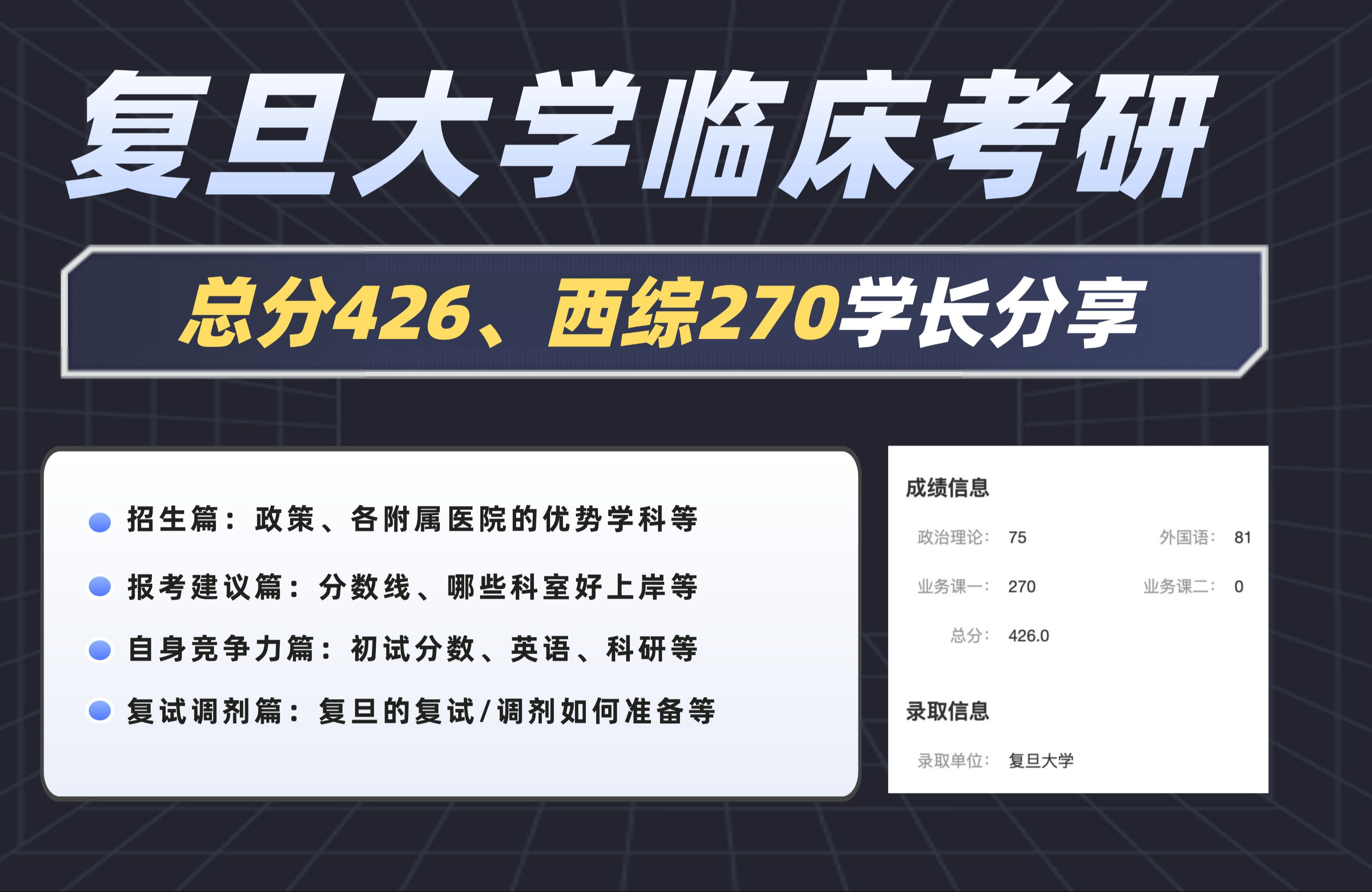 426分上岸学长一个视频给你讲透复旦临床医学考研的一切哔哩哔哩bilibili