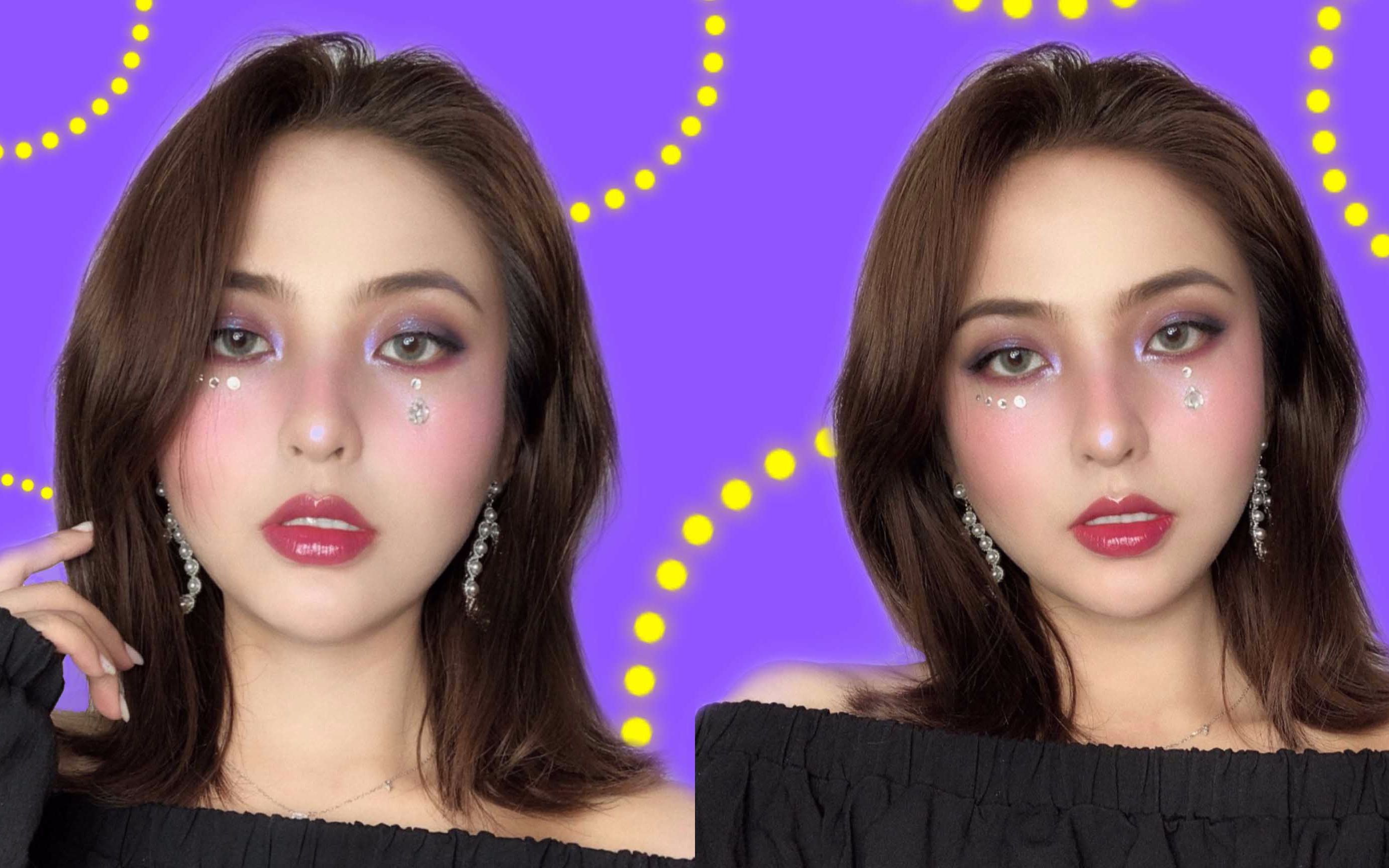 leyababe蓝紫色梦幻音乐节妆容超适合黄皮女孩