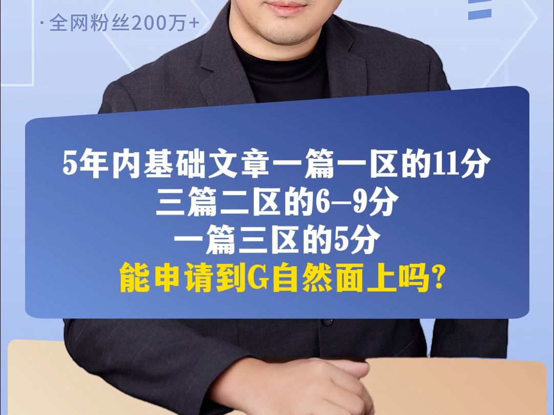 5年内基础文章一篇一区的11分,三篇二区的69分,一篇三区的5分,能申请到G自然面上吗?哔哩哔哩bilibili