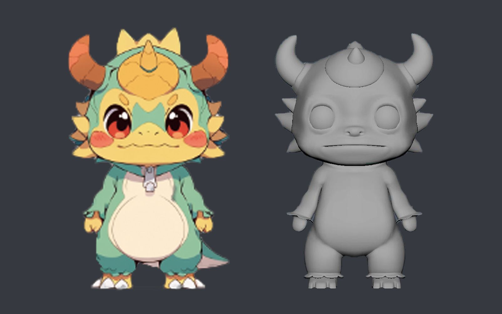 【maya建模】卡通龙角色建模全流程,适合新手学的手办案例!