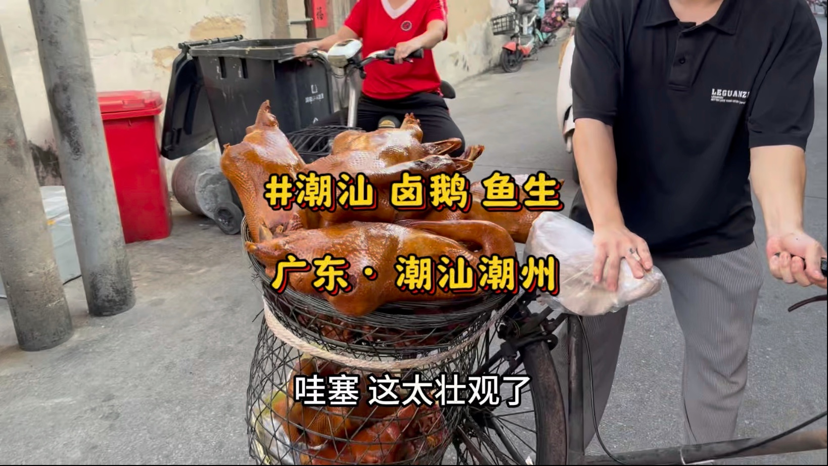 在潮汕潮州吃巷子里的自行车卤狮头鹅，还有活鱼 鱼生虾生和生蚝刺身，简直爽翻天了#潮汕美食#潮州美食#鱼生#卤鹅