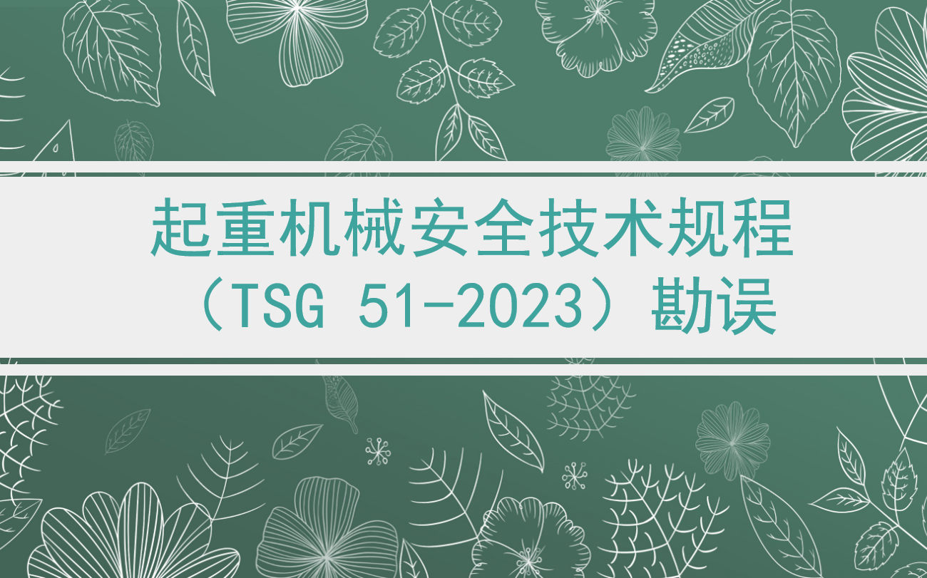 中国特种设备检验协会《起重机械安全技术规程》TSG 512023勘误哔哩哔哩bilibili