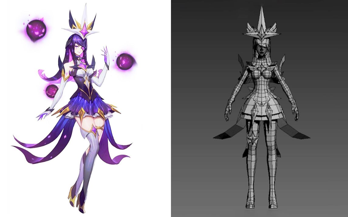 【3dmax角色建模】lol英雄角色辛德拉模型制作,3d游戏建模