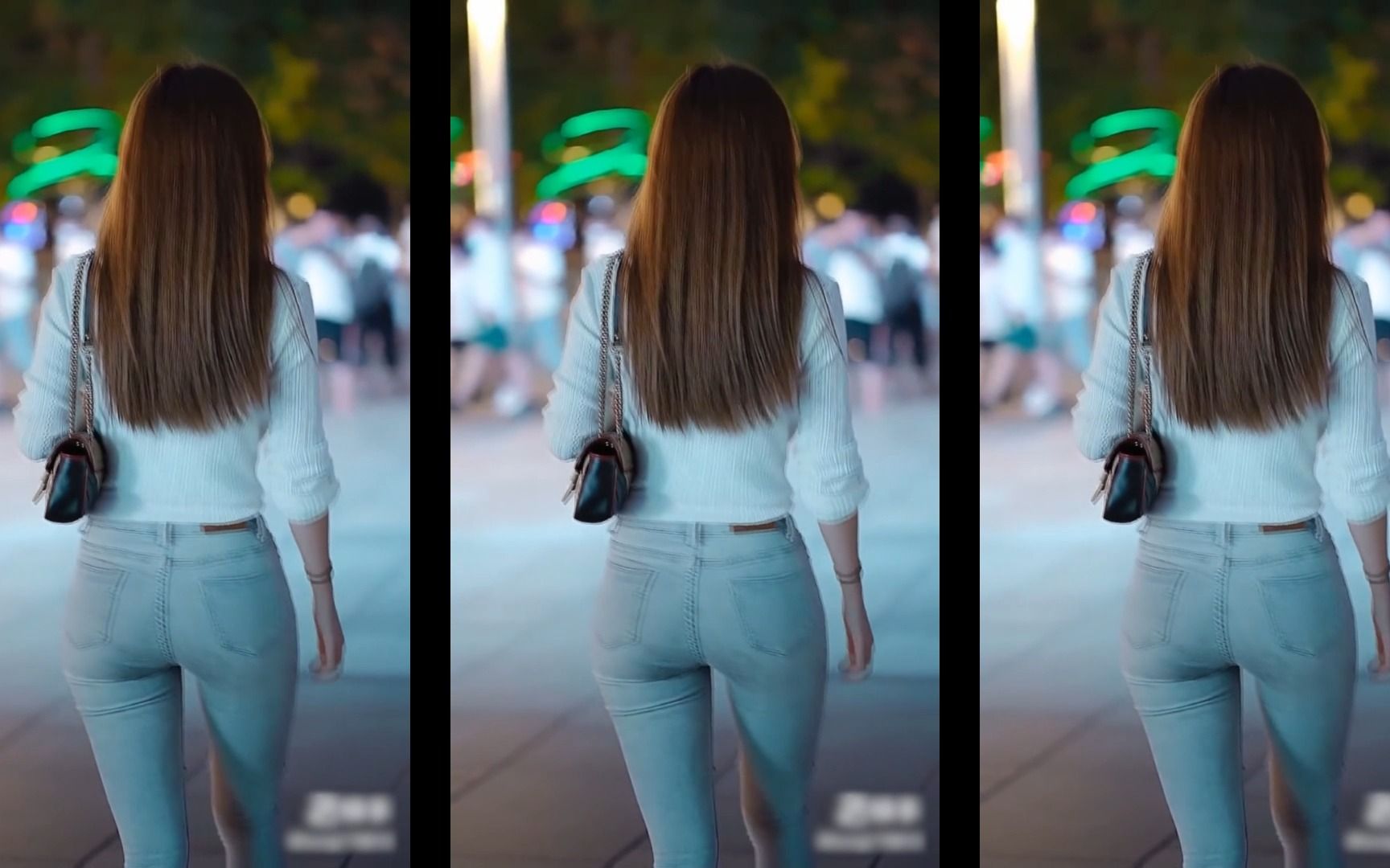 牛仔裤背影天花板