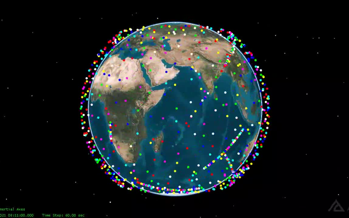 STK仿真STARLINK共1389颗卫星24h内运动轨迹哔哩哔哩bilibili