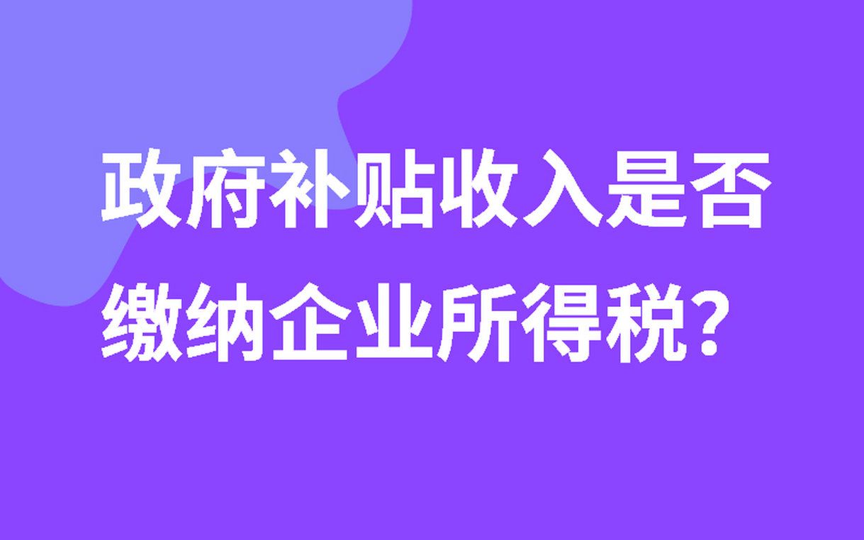 政府补贴收入是否缴纳企业所得税?哔哩哔哩bilibili