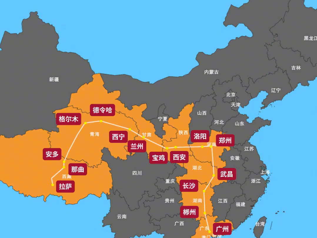 火车进藏最远路线分布图哔哩哔哩bilibili