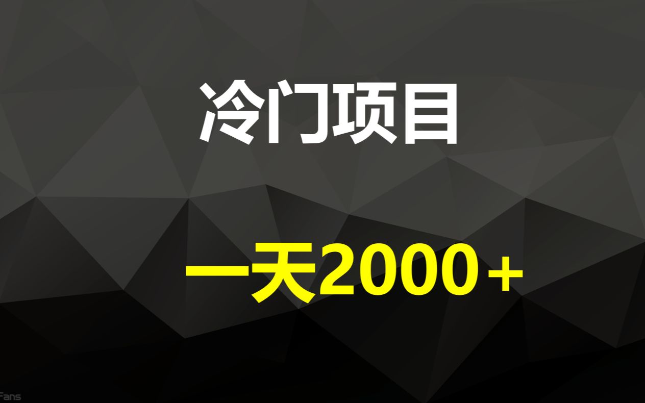 超乎你想象的冷门项目,一天轻松2000+,所有人都可以做!哔哩哔哩bilibili