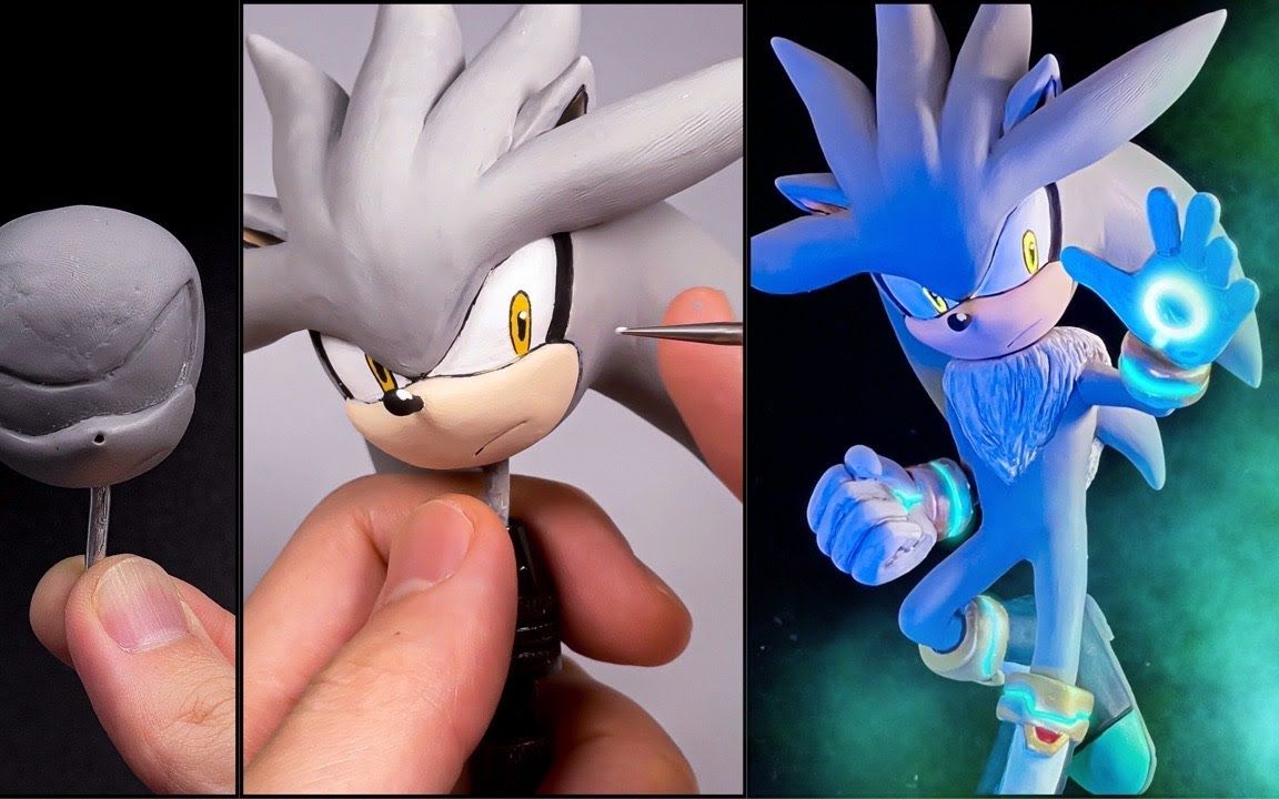 软陶制作来自未来的刺猬银色索尼克