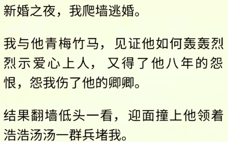 (全文完)新婚之夜,我爬墙逃婚.我与他青梅竹马,见证他如何轰轰烈烈示爱心上人,又得了他八年的怨恨,怨我伤了他的卿卿.哔哩哔哩bilibili