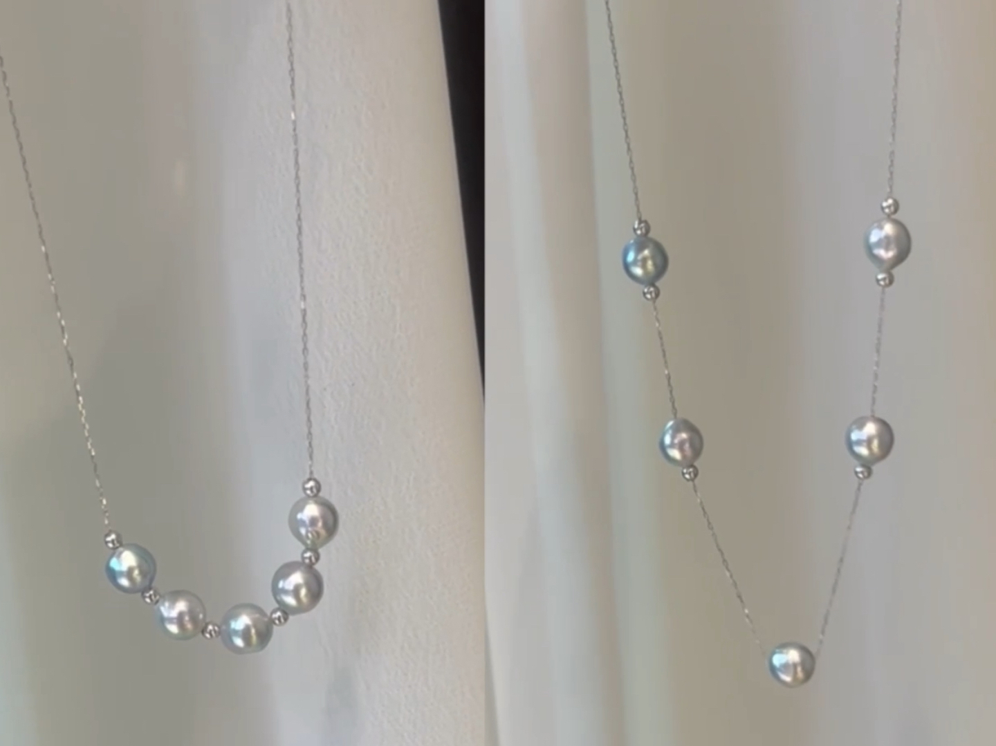 18k金卡地亚链!全部都是天然色海水akoya!微笑,满天星2戴!