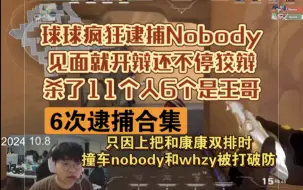 下载视频: 球球疯狂逮捕Nobody（6次逮捕合集）见面就开鞭还不停狡辩，杀了11个人6个是王哥，只因上把和康康双排时撞车nobody和whzy被打破防红温