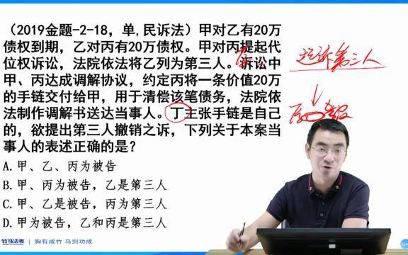 民诉 第三人撤销之诉中当事人的诉讼地位问题 2019年客观二第10题哔哩哔哩bilibili