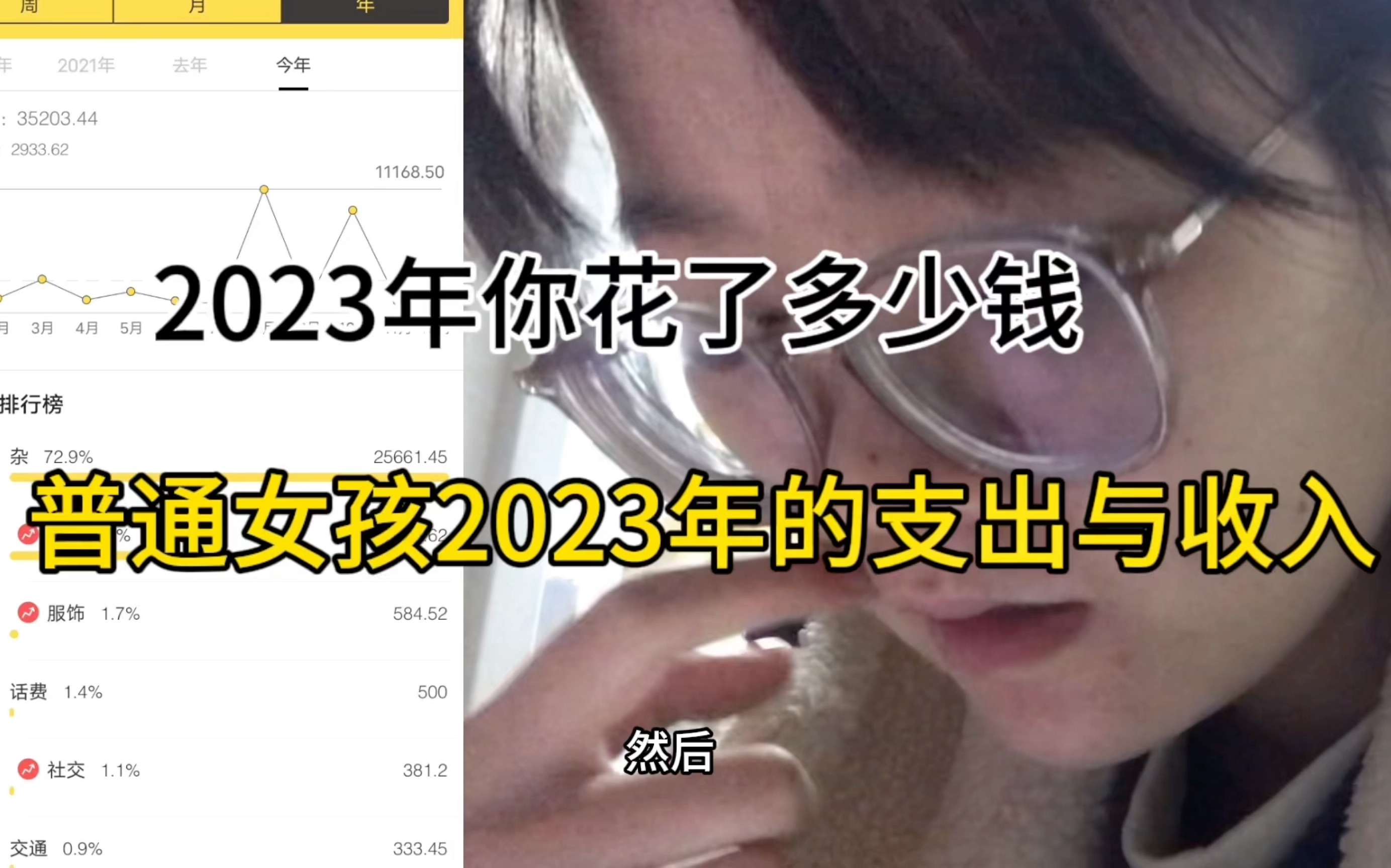 普通女孩2023年的收入与开支,你们今年又花了多少呢哔哩哔哩bilibili