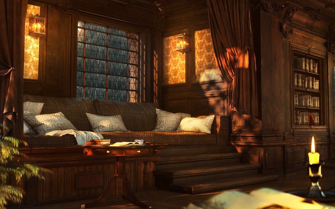 泡一杯茶☕️在古宅的书房中独享静思时光|中世纪氛围|8h|白噪音