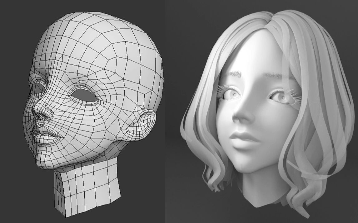 3dmax人物建模:b站最细致人头五官三庭五眼布线建模技巧教学 角色头部