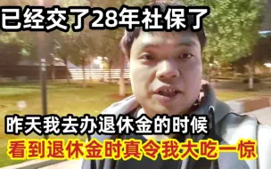 Télécharger la video: 交了28年社保，昨天去办退休金的时候，看到金额时令我大吃一惊