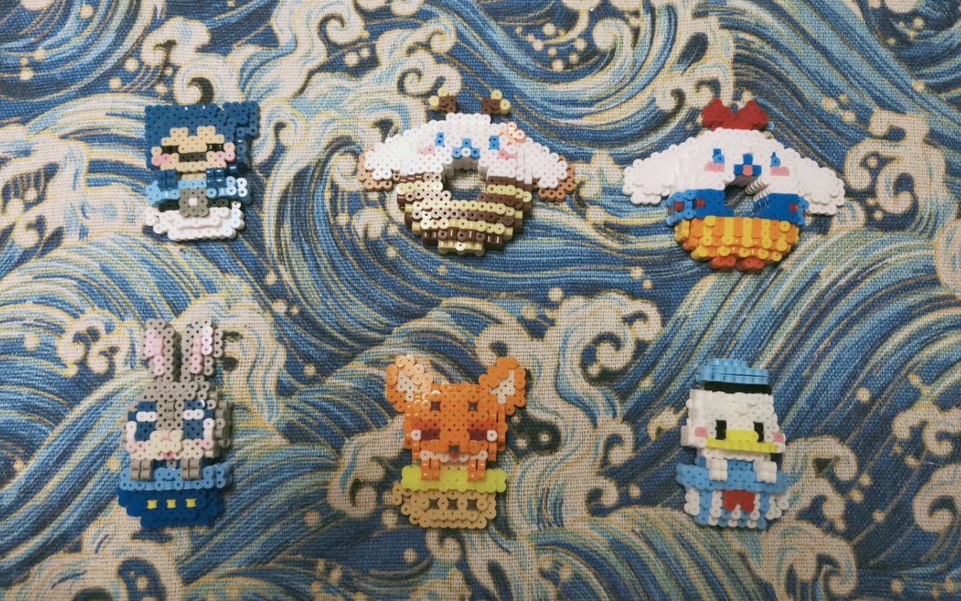 立体拼豆玉桂狗冰箱贴