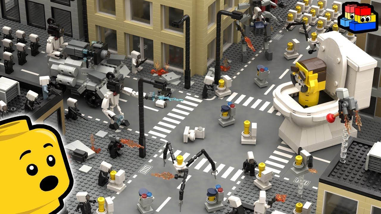 [图]LEGO Skibidi Toilet_ 构建一个巨大的监控人VS马桶人之战