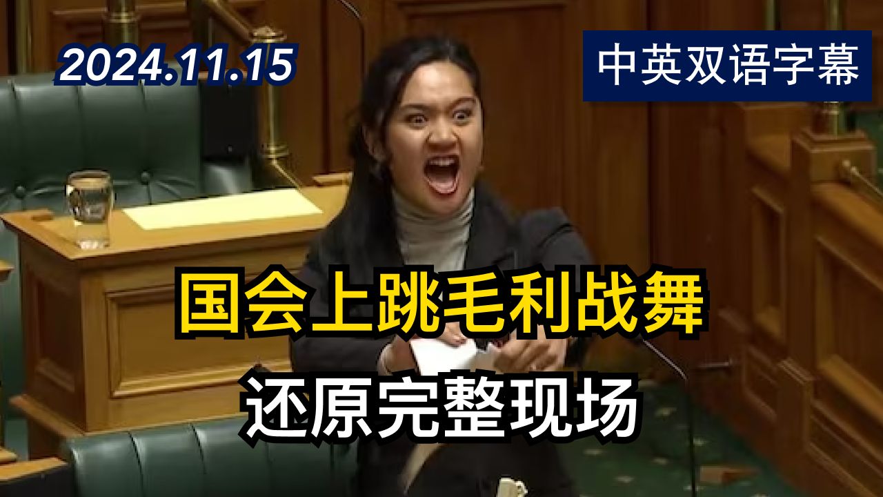 新西兰国会议员跳毛利战舞以抗议争议法案 | 2024.11.15 | 美剧级别字幕哔哩哔哩bilibili