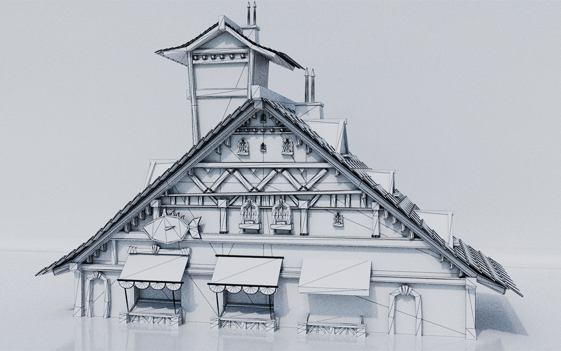 简单木房子建筑模型详细布线教学,maya场景3d游戏建模