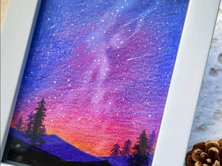 彩铅也能画出漂亮的星空?快来跟樱桃老师一起试试吧,附保姆级教程