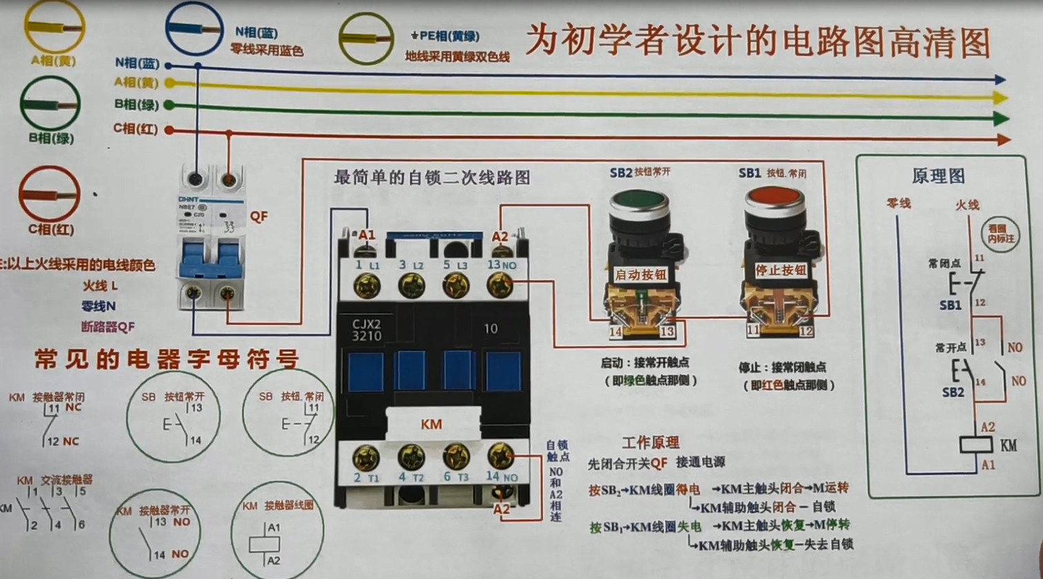 这样的自锁电路是不是更容易理解,SB、KM是什么一看标注就懂哔哩哔哩bilibili