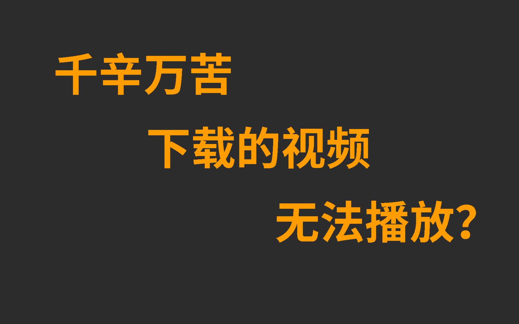 千辛万苦下载的视频,无法播放??哔哩哔哩bilibili