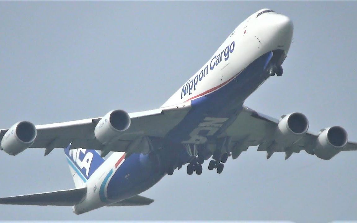 日本货物航空波音747-8f (ja13kz) 从东京成田机场 16r跑道起飞_哔哩