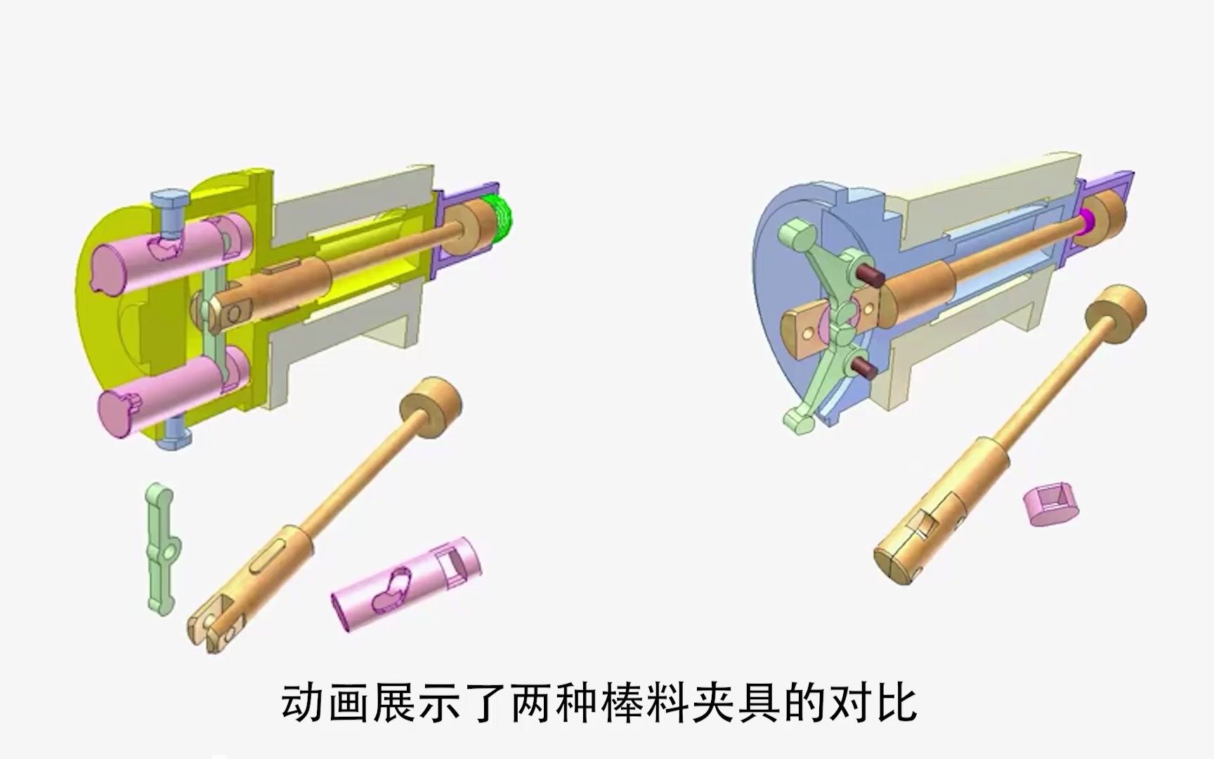 [图]两种棒料快装快卸夹具对比，一个从内夹，一个从外夹！