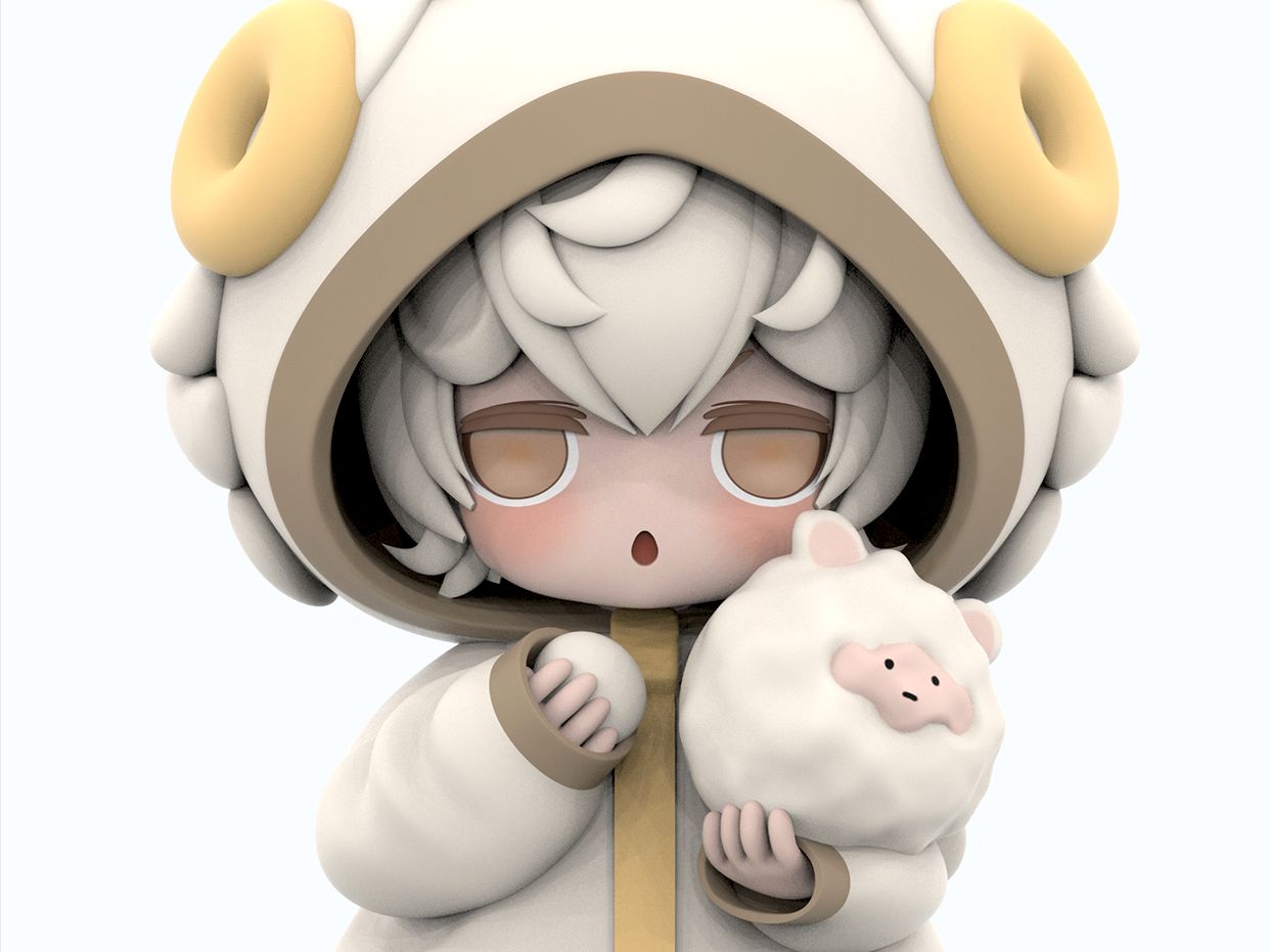 q版羊系卡通人物模型制作,从零开始建模一个卡通手办模型!