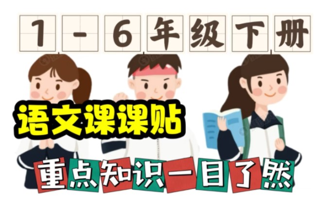 【电子版 可打印 可分享 】16年级下册课课贴,重点知识一目了然!哔哩哔哩bilibili