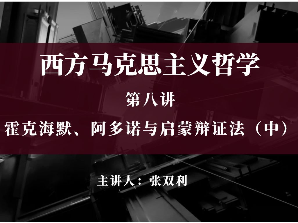 【西方马克思主义哲学】第八讲:霍克海默、阿多诺与启蒙辩证法(中)哔哩哔哩bilibili